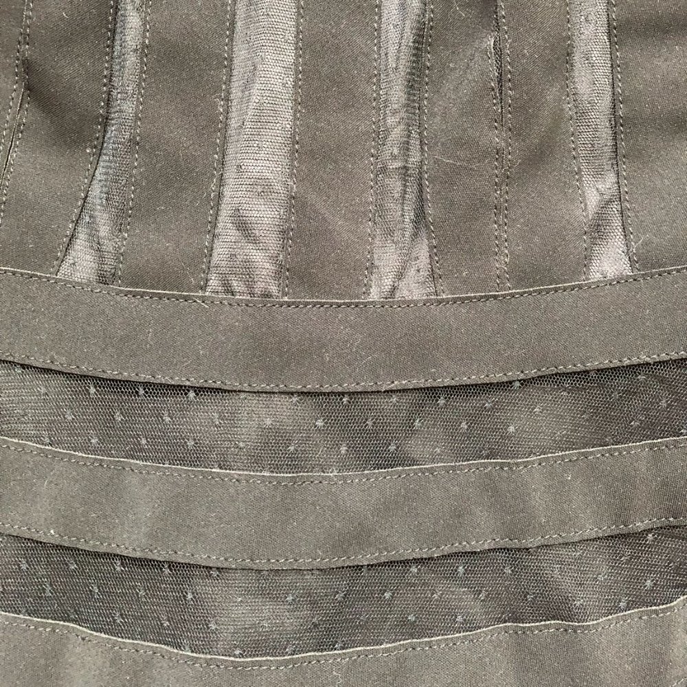 Dobby Mesh Striped Little Black Dress - Picture 10 of 10